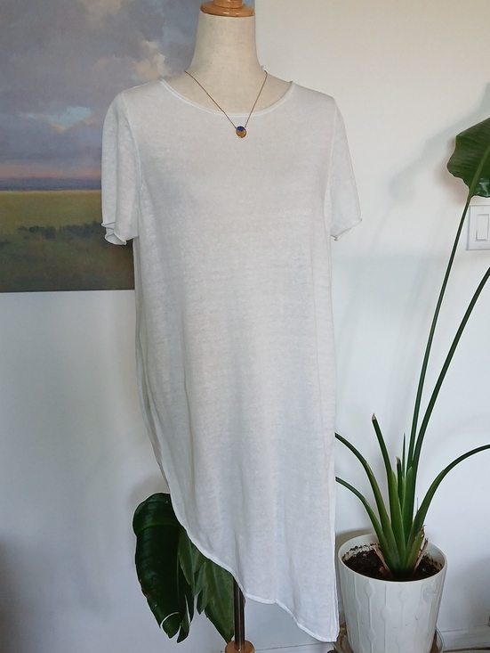 Eileen Fisher Tops - Eileen Fisher Lightweight 100% Organic White Linen Knit Tunic Sz M